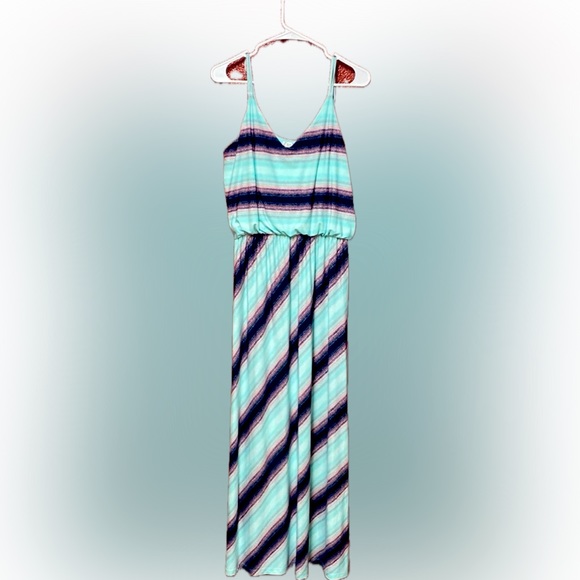 24/7 Comfort Apparel Dresses & Skirts - 24/7 Maurices Size Small Maxi Dress. Light Blue/coral/black Made in Indonesia